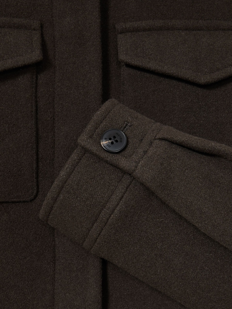 Reiss Mocha Brown Nova Wool-Blend Cropped Jacket - Image 6 of 6