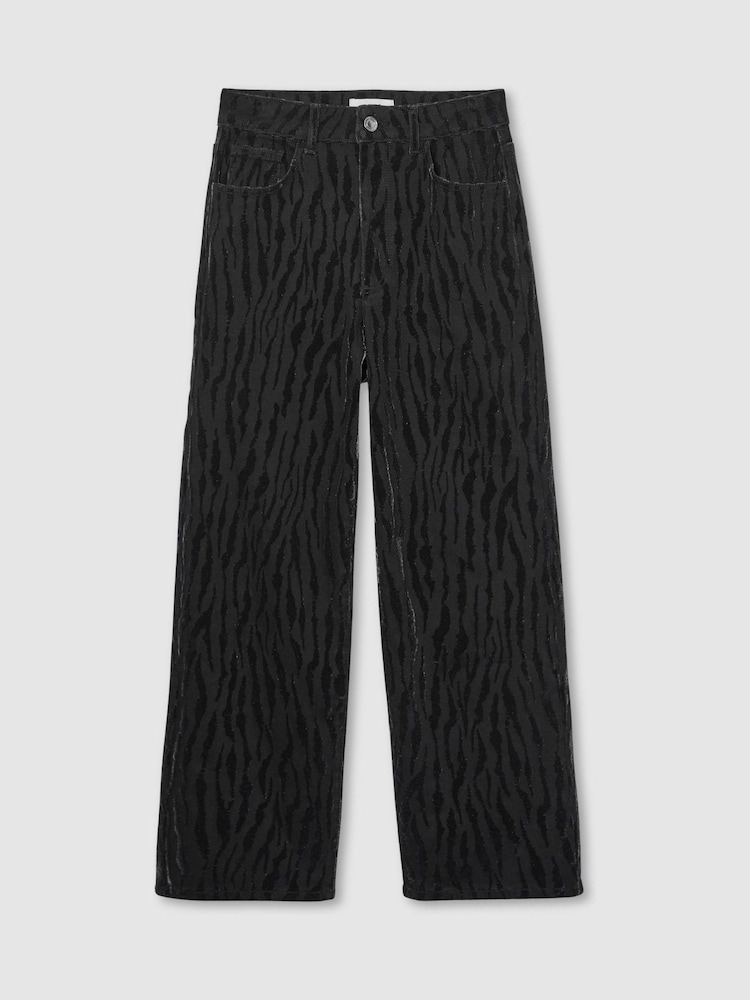 Reiss Black Lennox Cotton-Blend Flocked Straight-Leg Jeans - Image 2 of 7