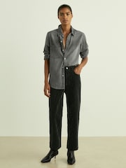 Reiss Black Lennox Cotton-Blend Flocked Straight-Leg Jeans - Image 6 of 7
