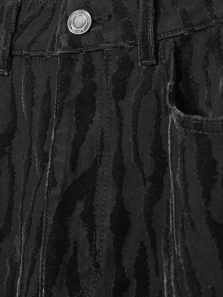 Reiss Black Lennox Cotton-Blend Flocked Straight-Leg Jeans - Image 7 of 7