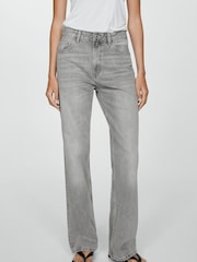 Mango Grey Miami Medium-Rise Straight Fit 100% Cotton Jeans - Image 1 of 7