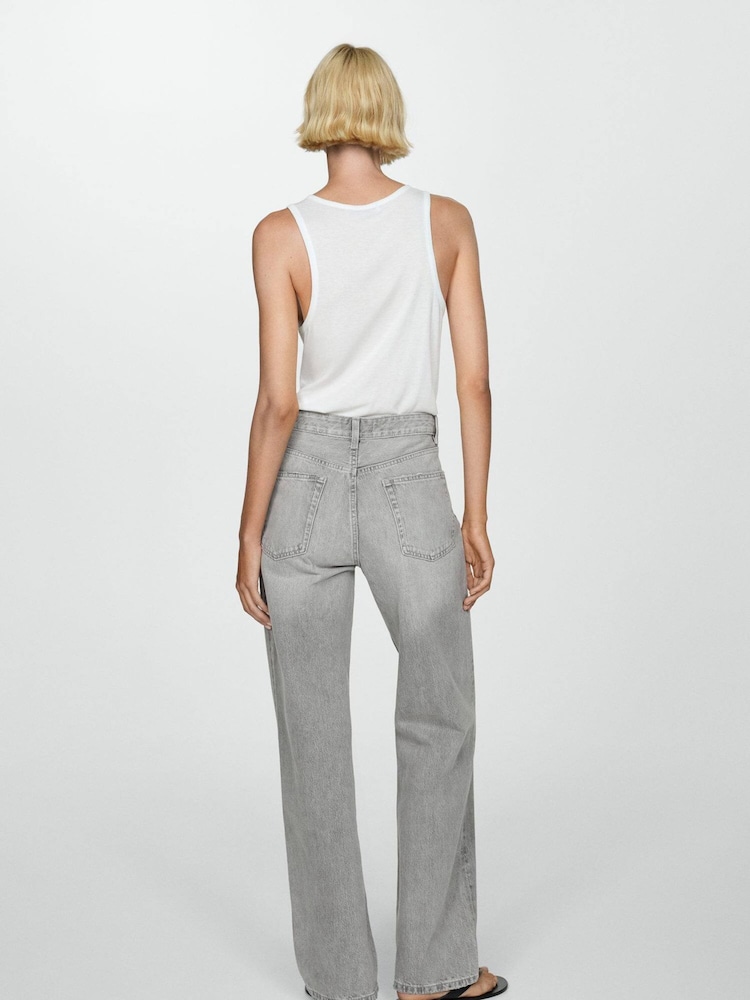 Mango Grey Miami Medium-Rise Straight Fit 100% Cotton Jeans - Image 3 of 7
