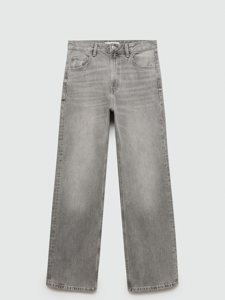 Mango Grey Miami Medium-Rise Straight Fit 100% Cotton Jeans - Image 6 of 7