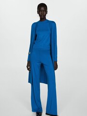 Mango Blue Fine Knit Long Cardigan - Image 1 of 6