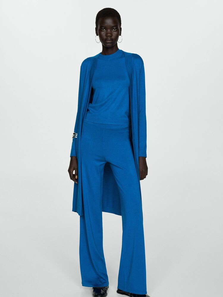 Mango Blue Fine Knit Long Cardigan - Image 1 of 6 Mango Blue Fine Knit Long Cardigan - Image 1 of 6