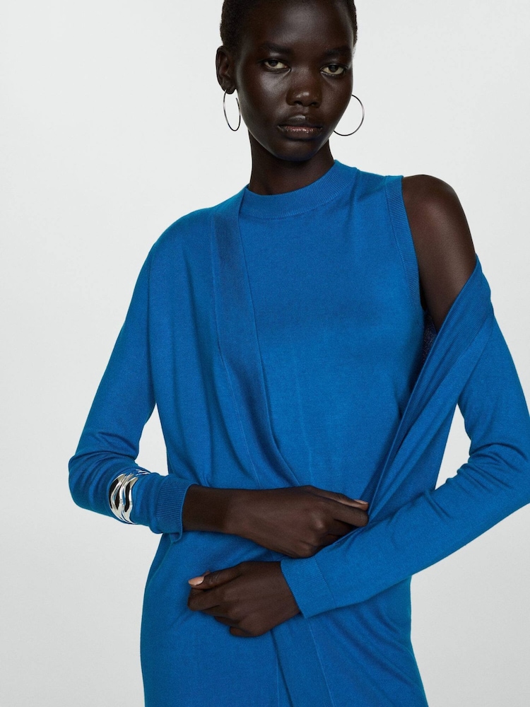 Mango Blue Fine Knit Long Cardigan - Image 2 of 6 Mango Blue Fine Knit Long Cardigan - Image 2 of 6