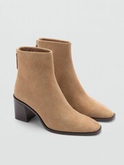 Mango Brown Heeled Leather Ankle Boots - Image 1 of 4