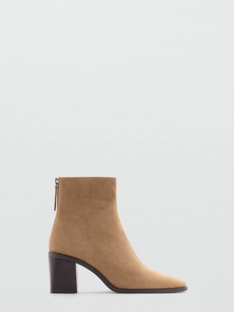 Mango Brown Heeled Leather Ankle Boots - Image 2 of 4