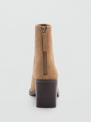 Mango Brown Heeled Leather Ankle Boots - Image 3 of 4