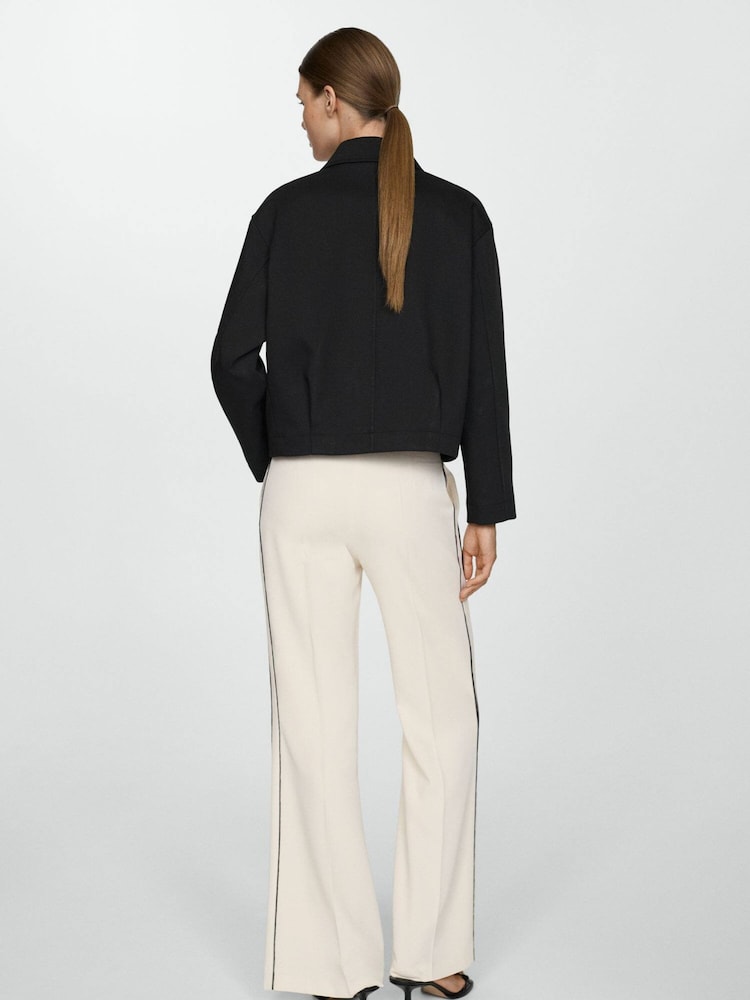 Mango Cream Wideleg Striped Trousers - Image 2 of 6 Mango Cream Wideleg Striped Trousers - Image 2 of 6