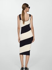 Mango Black Striped Knitted Midi Dress - Image 2 of 6