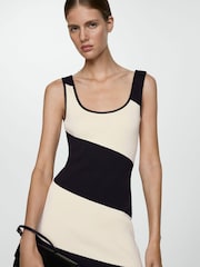Mango Black Striped Knitted Midi Dress - Image 3 of 6