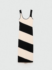 Mango Black Striped Knitted Midi Dress - Image 5 of 6