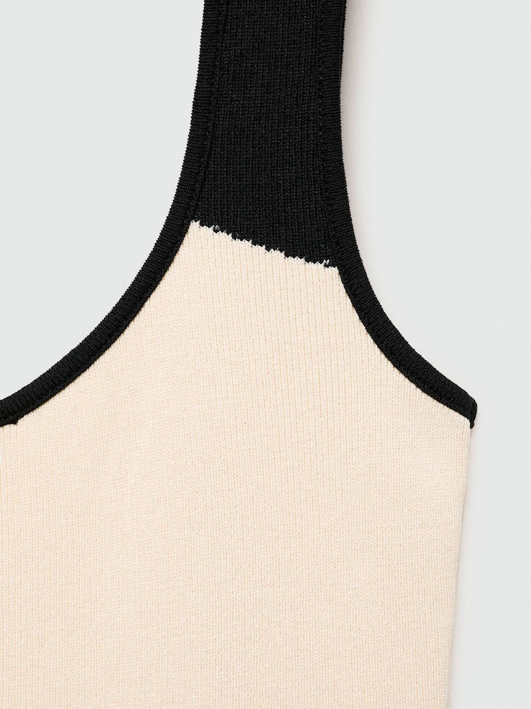 Mango Black Striped Knitted Midi Dress - Image 6 of 6