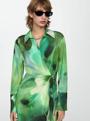 Mango Green Printed Bow Dress - Image 1 of 6