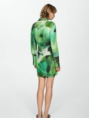 Mango Green Printed Bow Dress - Image 3 of 6