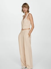 Mango Brown Wide Leg Lyocell Trousers - Image 1 of 7
