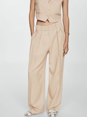 Mango Brown Wide Leg Lyocell Trousers - Image 3 of 7