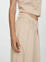 Mango Brown Wide Leg Lyocell Trousers - Image 4 of 7