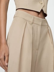 Mango Brown Wide Leg Lyocell Trousers - Image 5 of 7