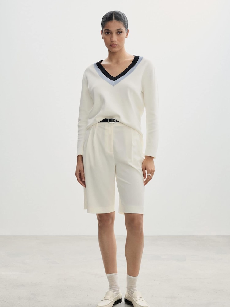 Mango Cream Piped Collar Knitted Jumper - Image 1 of 6