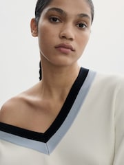 Mango Cream Piped Collar Knitted Jumper - Image 4 of 6