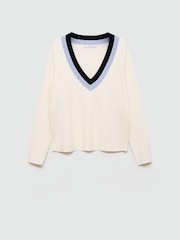 Mango Cream Piped Collar Knitted Jumper - Image 5 of 6