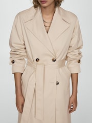 Mango Brown Double-Breasted Trench Coat - Image 5 of 7