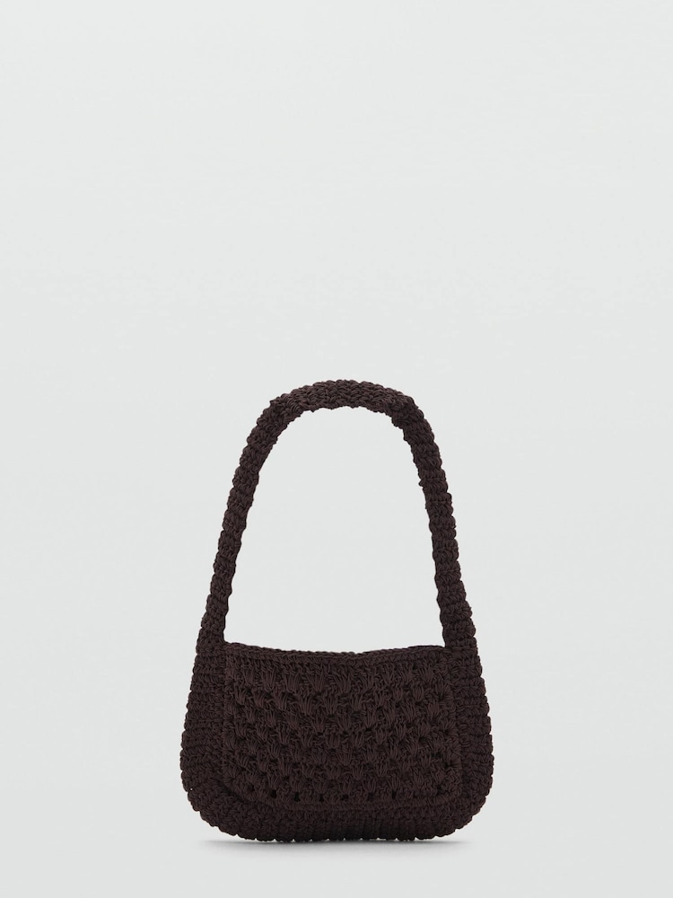 Mango Brown Crochet Shoulder Bag - Image 1 of 4
