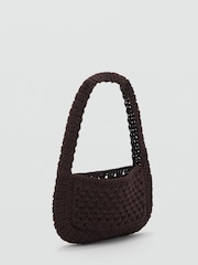 Mango Brown Crochet Shoulder Bag - Image 2 of 4