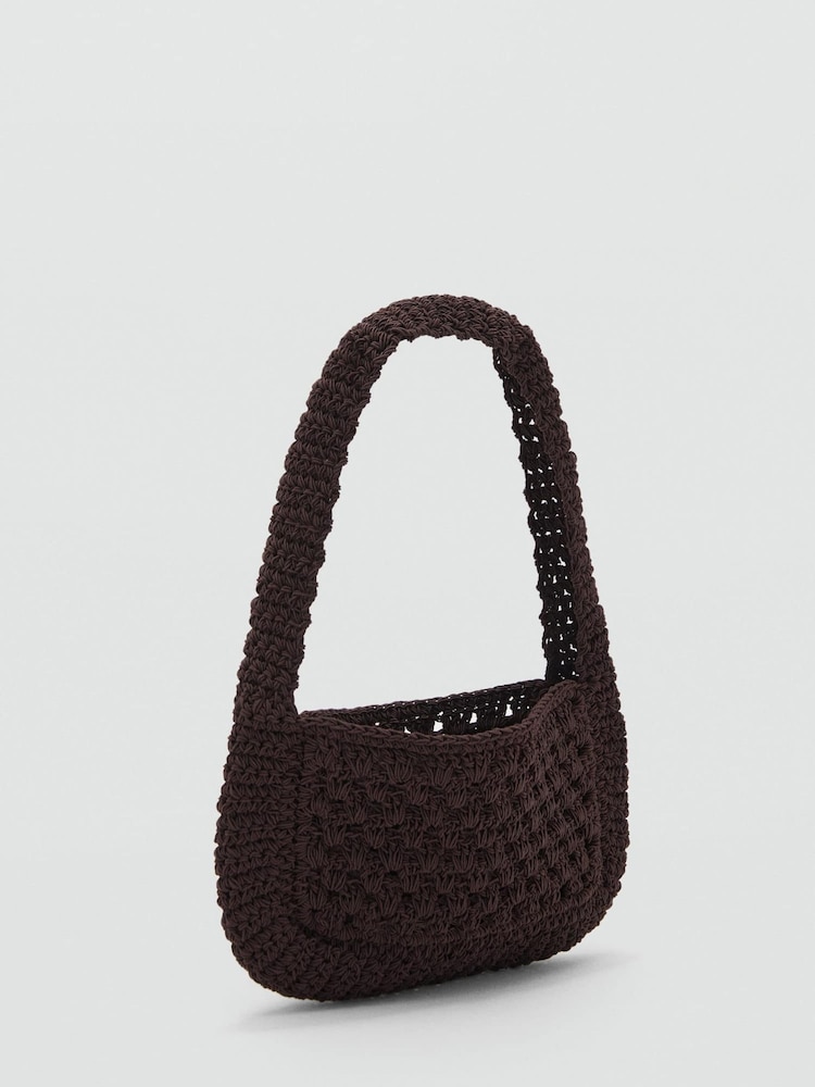 Mango Brown Crochet Shoulder Bag - Image 2 of 4