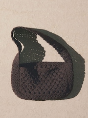 Mango Brown Crochet Shoulder Bag - Image 3 of 4