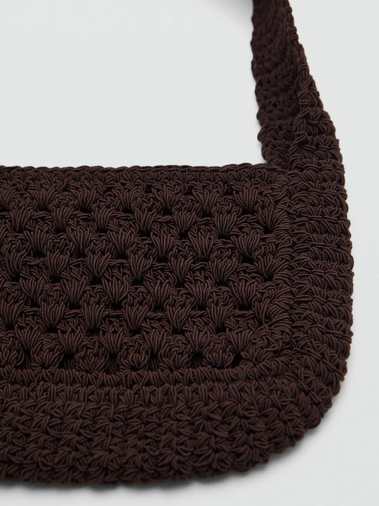 Mango Brown Crochet Shoulder Bag - Image 4 of 4