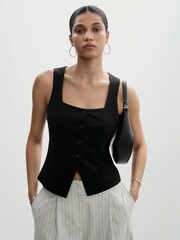 Mango Black Suit Waistcoat With Buttons - Image 3 of 6