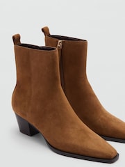 Mango Tan Suede Ankle Boots - Image 2 of 3