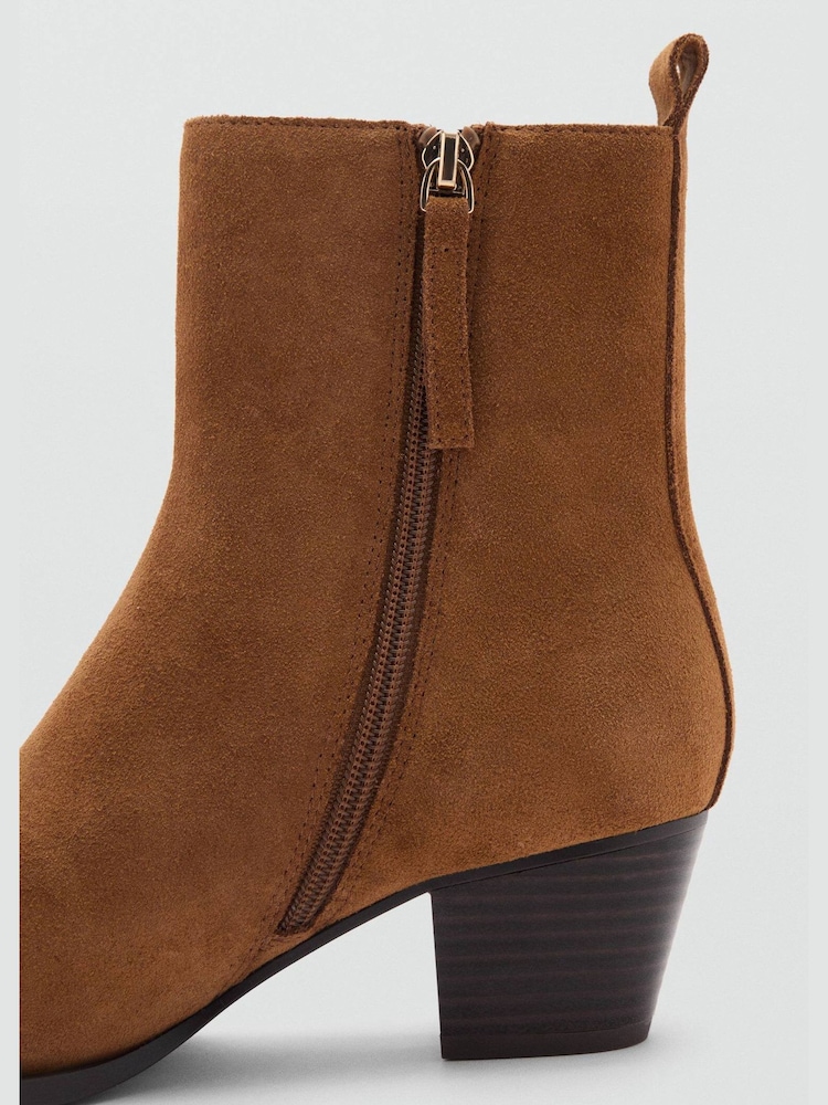 Mango Tan Suede Ankle Boots - Image 3 of 3