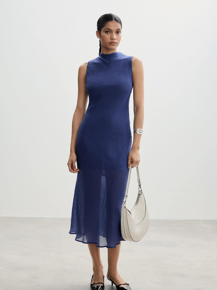 Mango Blue Midi Flowing Dress - Image 1 of 6