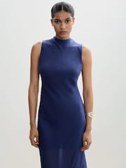 Mango Blue Midi Flowing Dress - Image 3 of 6