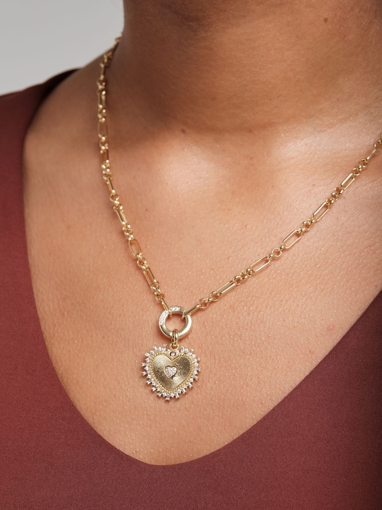 Inicio Gold Plated Heart Chain Necklace - Gift Pouch - Image 2 of 4