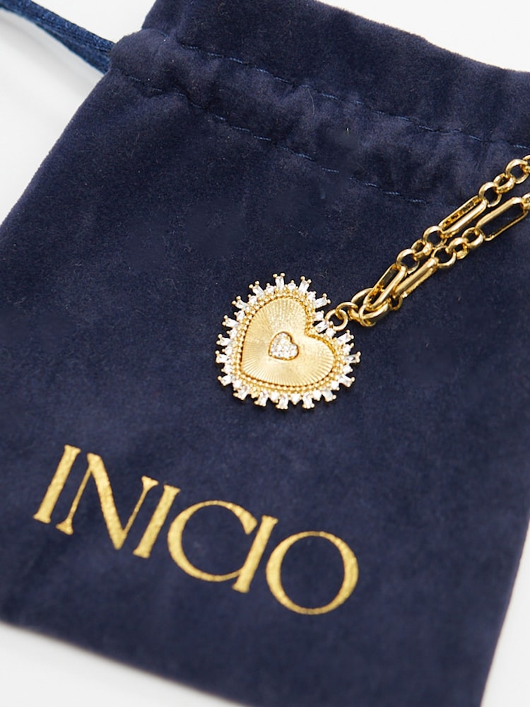 Inicio Gold Plated Heart Chain Necklace - Gift Pouch - Image 3 of 4