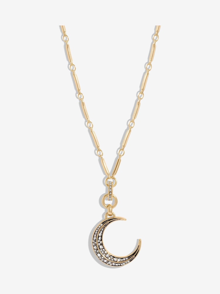 Inicio Gold Plated Enamel Moon Necklace - Gift Pouch - Image 1 of 2