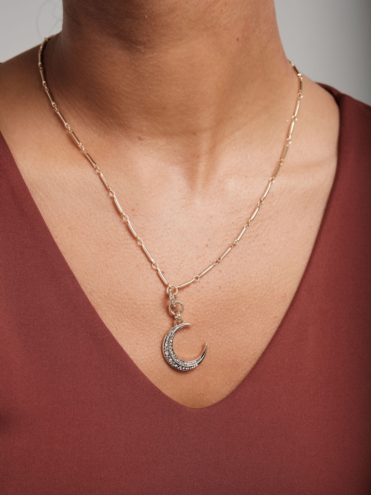 Inicio Gold Plated Enamel Moon Necklace - Gift Pouch - Image 2 of 2