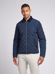 U.S. Polo Assn. Mens Blue Diamond Quilt Padded Jacket - Image 1 of 12