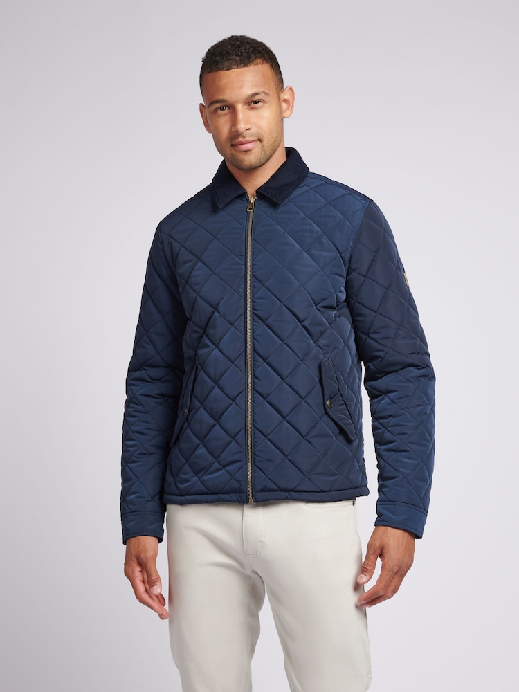 U.S. Polo Assn. Mens Blue Diamond Quilt Padded Jacket - Image 1 of 12