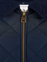 U.S. Polo Assn. Mens Blue Diamond Quilt Padded Jacket - Image 11 of 12