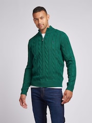 U.S. Polo Assn Green U.S. Polo Assn. Mens Cable Knit Funnel Neck Sweater - Image 1 of 7