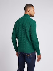 U.S. Polo Assn Green U.S. Polo Assn. Mens Cable Knit Funnel Neck Sweater - Image 4 of 7