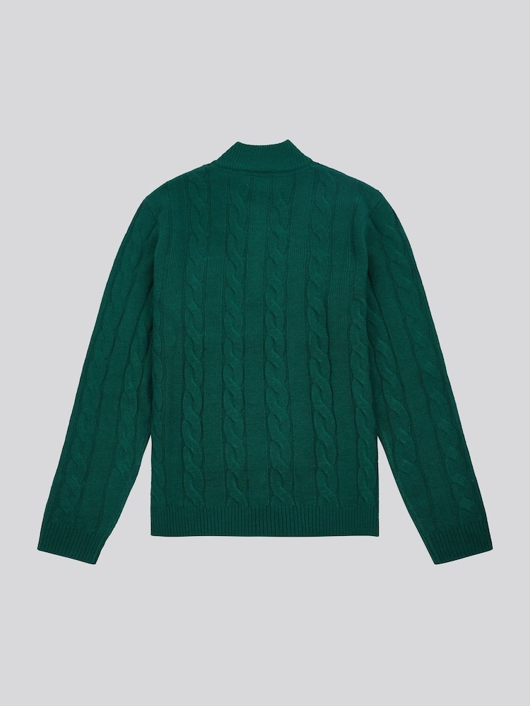 U.S. Polo Assn Green U.S. Polo Assn. Mens Cable Knit Funnel Neck Sweater - Image 6 of 7
