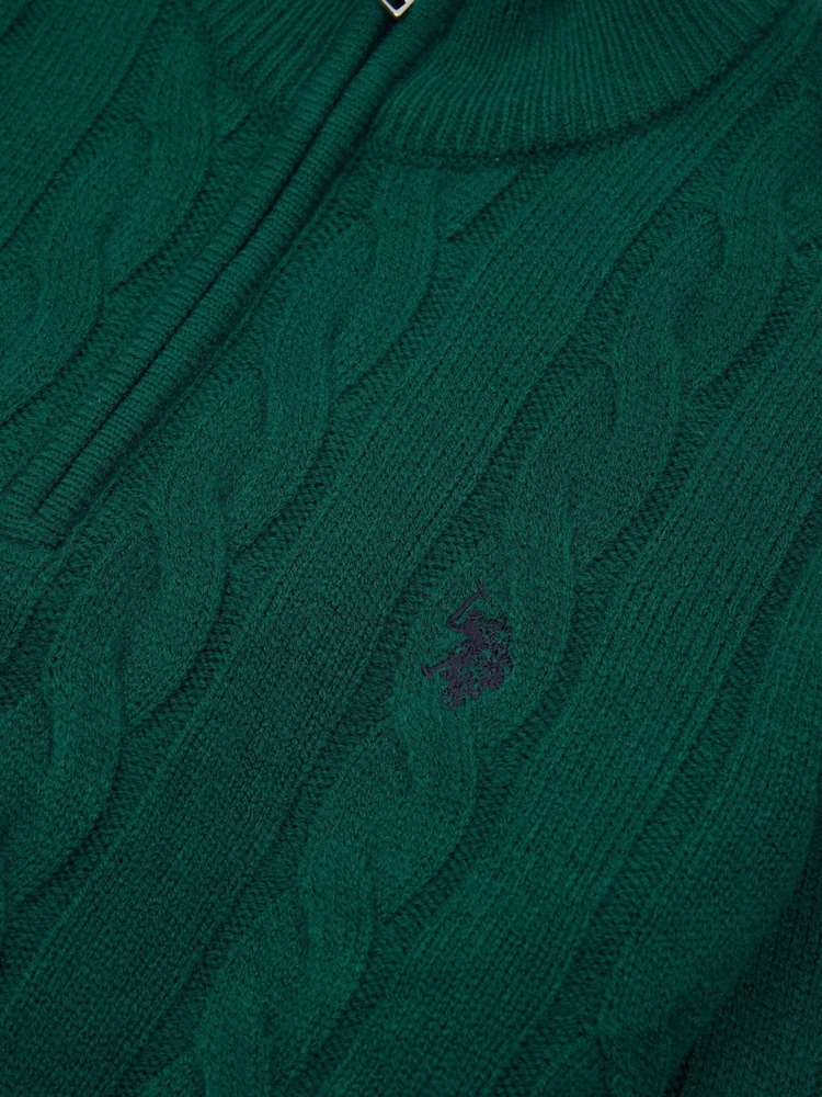 U.S. Polo Assn Green U.S. Polo Assn. Mens Cable Knit Funnel Neck Sweater - Image 7 of 7
