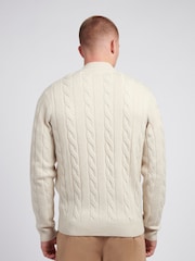 U.S. Polo Assn. Natural Mens Cable Knit Quarter Zip Funnel Neck Sweater - Image 2 of 7